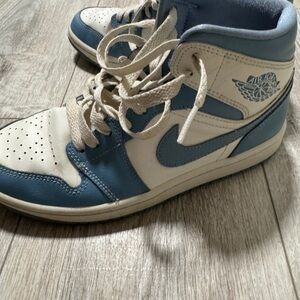 Nike Air Jordan’s Women's Blue and Cream High-Top Sneakers